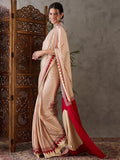 Cream Semi Modal Saree With Blouse Piece - EZBER