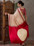 Cream Semi Modal Saree With Blouse Piece - EZBER