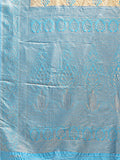 Cream & Sky Blue Banarasi Silk Saree With Blouse Piece - EZBER