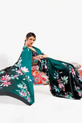 Cyan Satin Crep Saree - EZBER