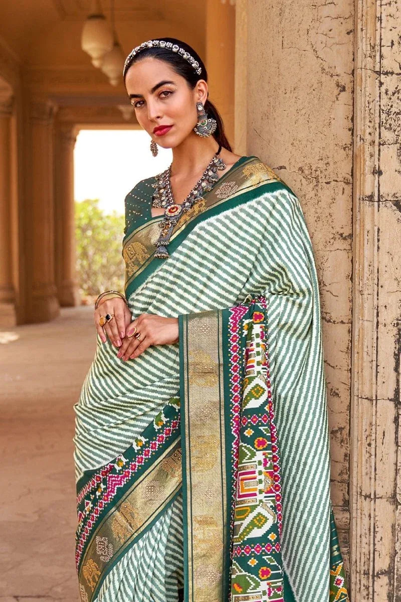 Dark Green Patola Saree - EZBER
