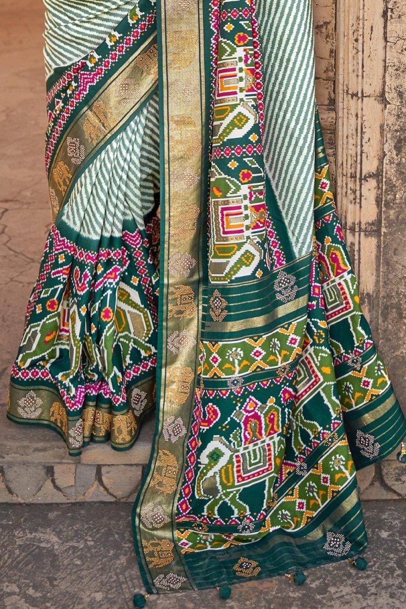 Dark Green Patola Saree - EZBER