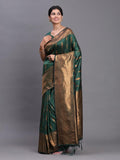 Dark Green Silk Brocade Saree | EZB SI04 ASBNR2005