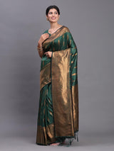 Dark Green Silk Brocade Saree | EZB SI04 ASBNR2005