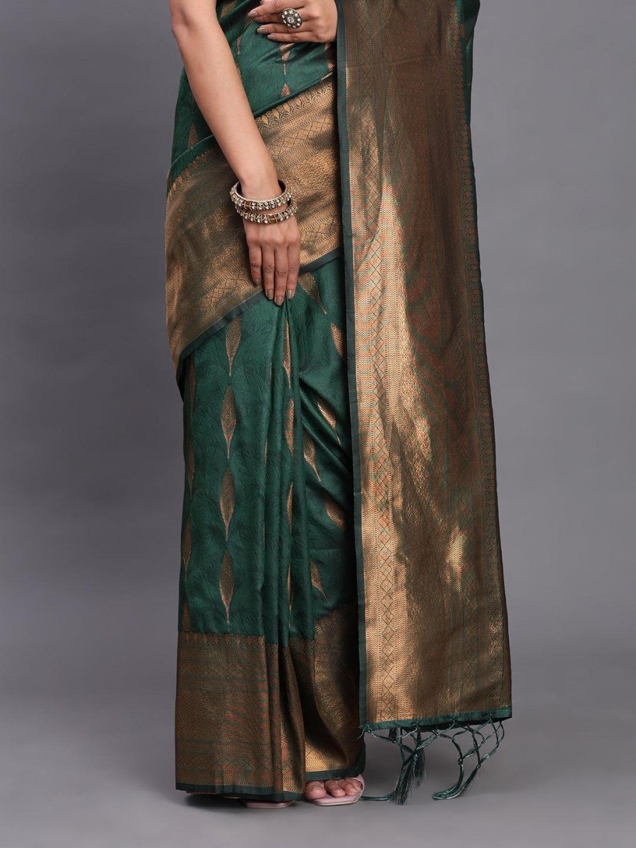 Dark Green Silk Brocade Saree | EZB SI04 ASBNR2005 - EZBER