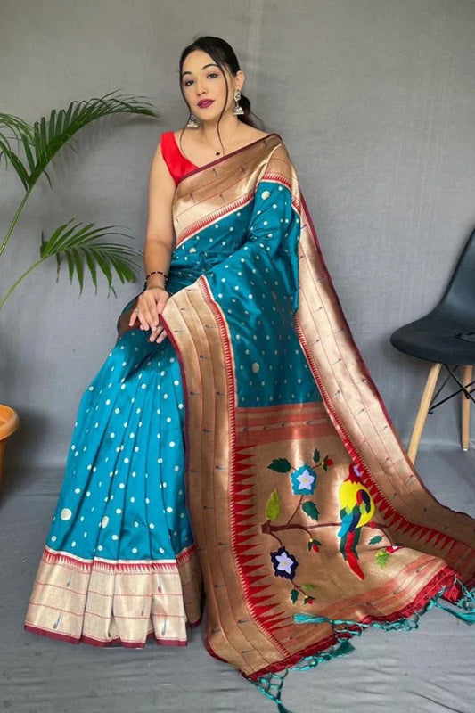 Deep Blue Paithani Saree - EZBER