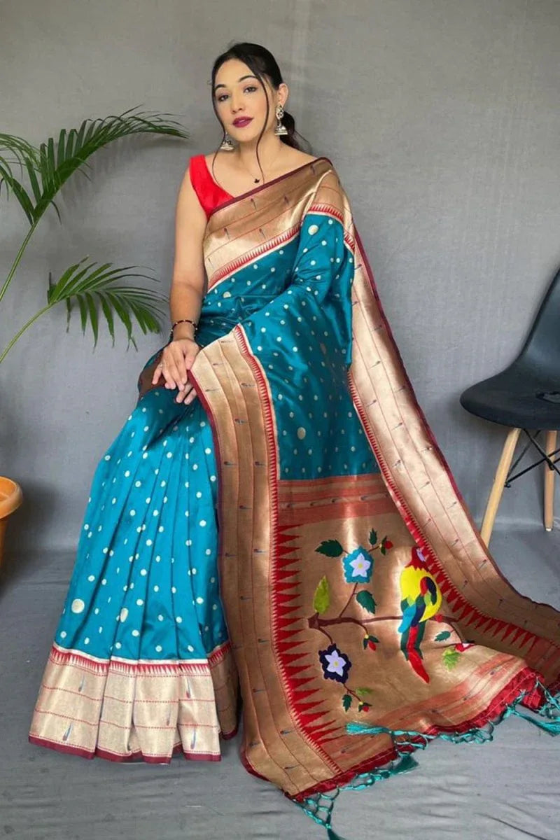 Deep Blue Paithani Saree - EZBER