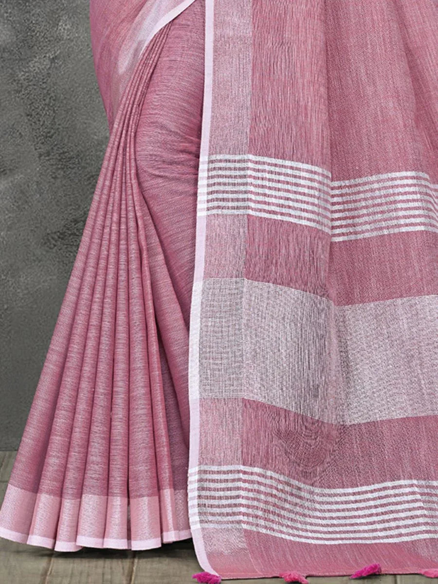 Electric Purple Linen Blend Sare - EZBER