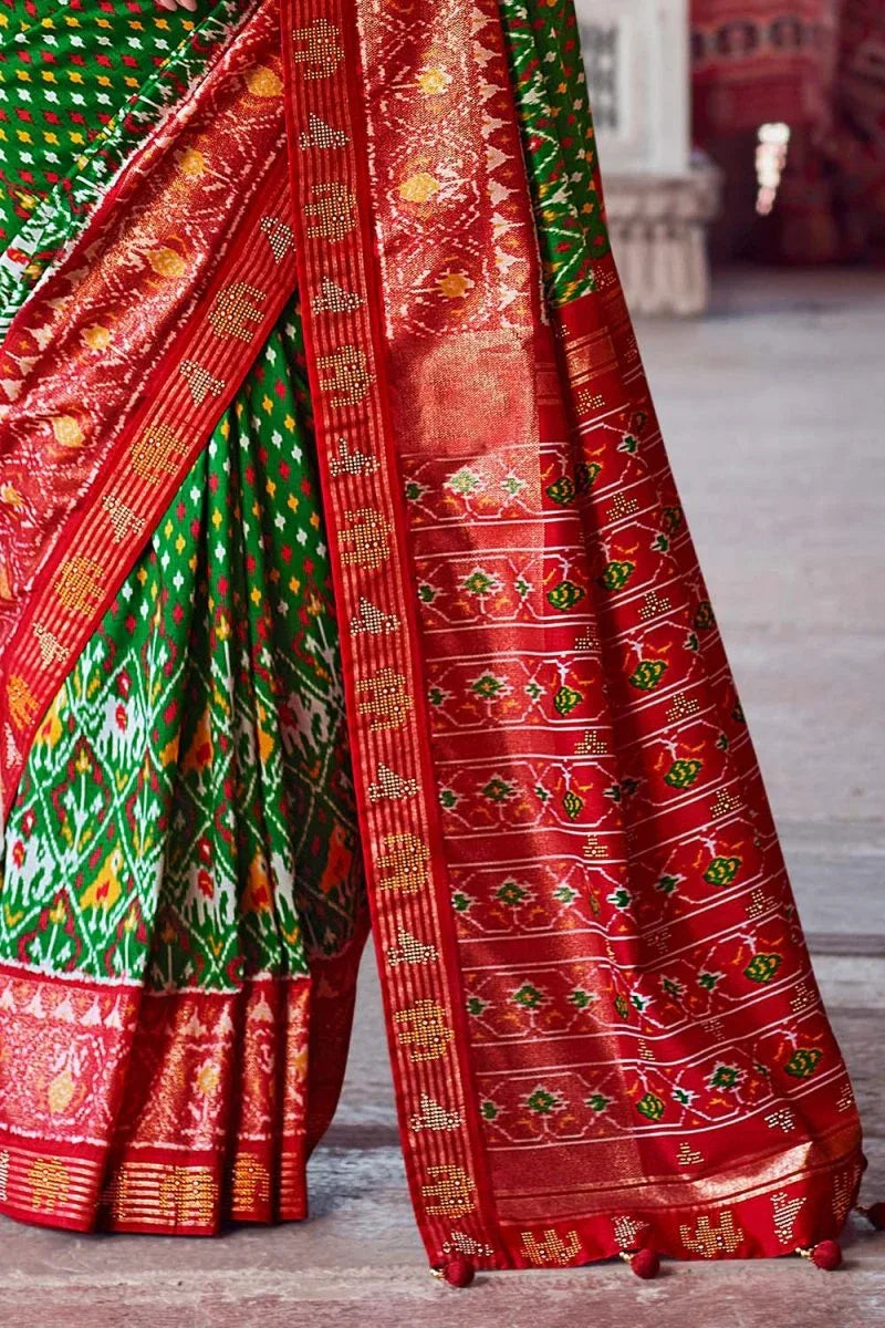Emerald Green Banarasi Patola Saree - EZBER