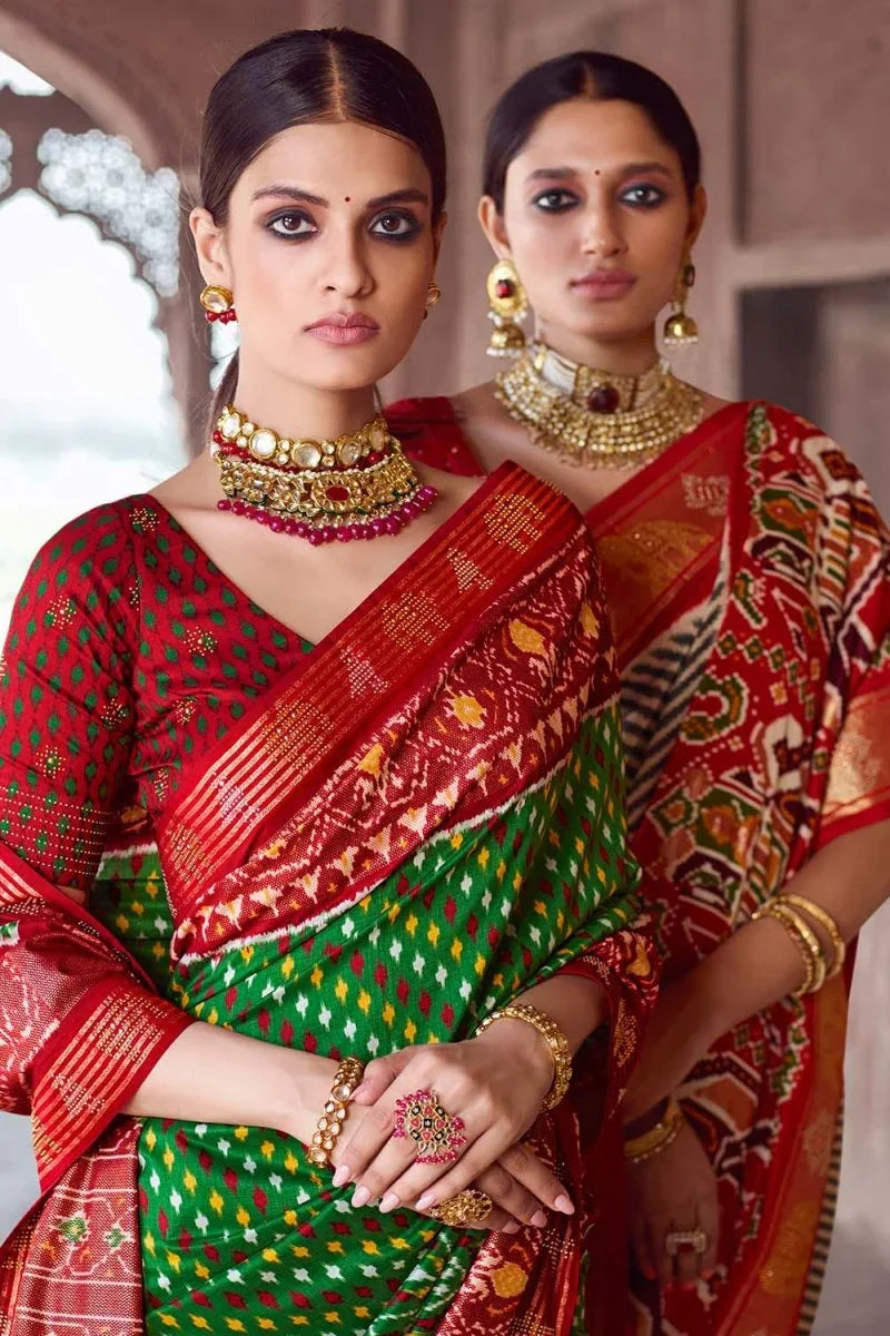 Emerald Green Banarasi Patola Saree - EZBER