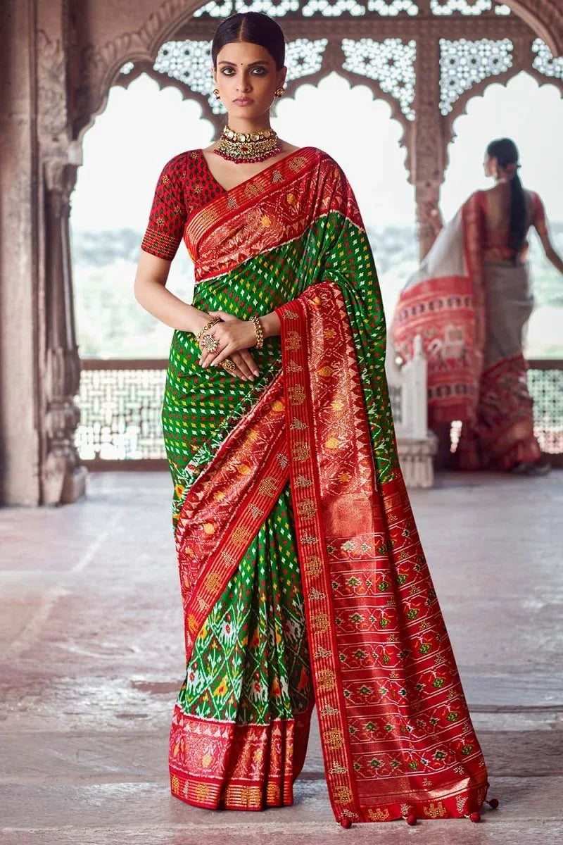 Emerald Green Banarasi Patola Saree - EZBER