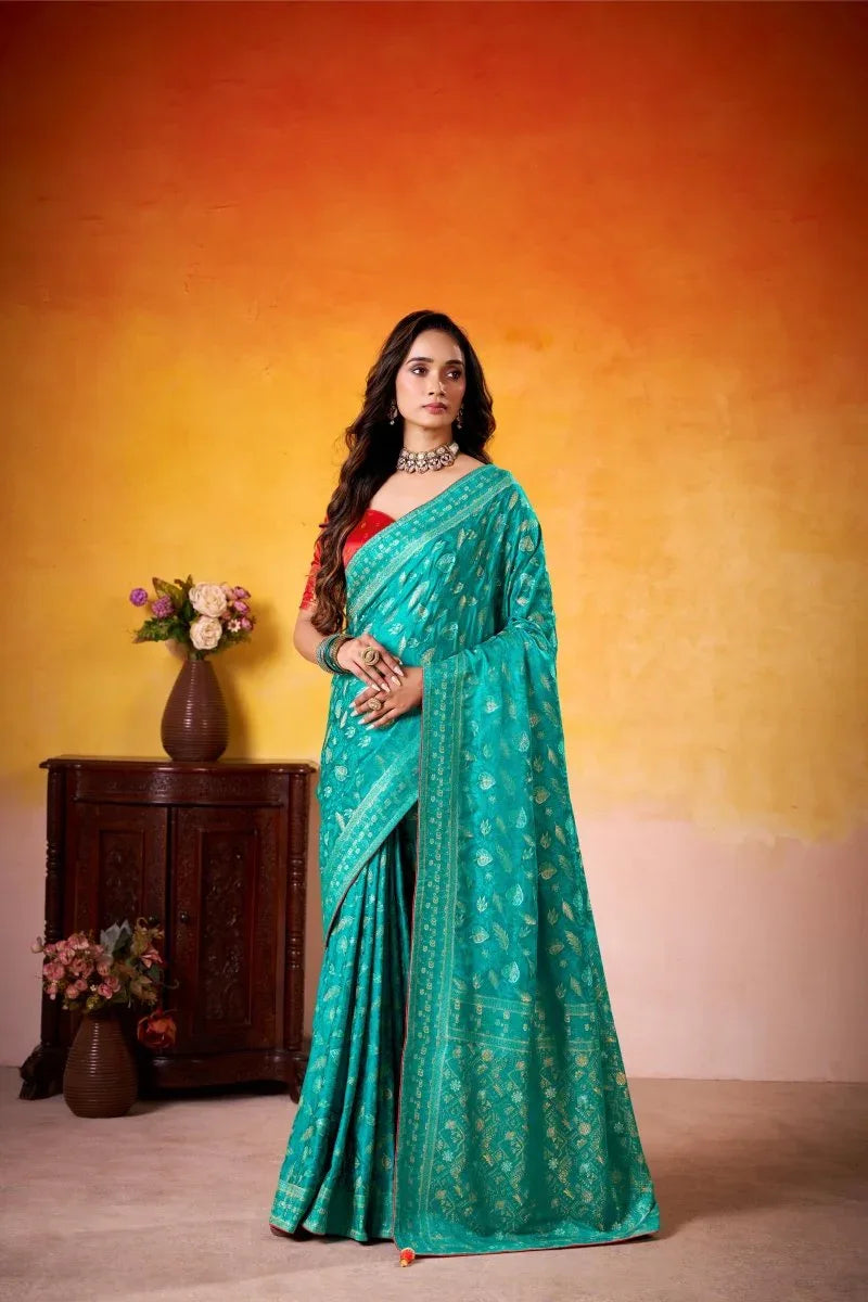 Fancy Dolla Silk Woven Design Work Handloom Silk Saree With Blouse Piece - EZBER