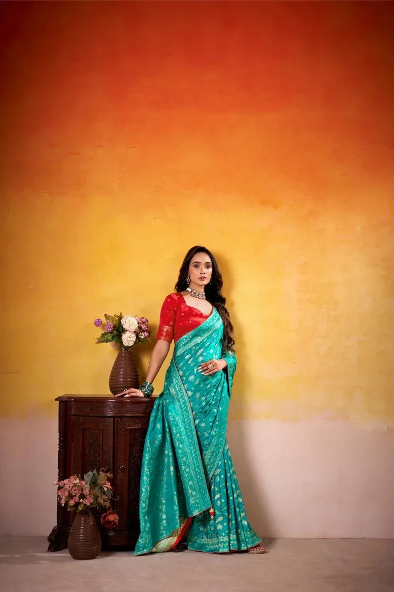 Fancy Dolla Silk Woven Design Work Handloom Silk Saree With Blouse Piece - EZBER