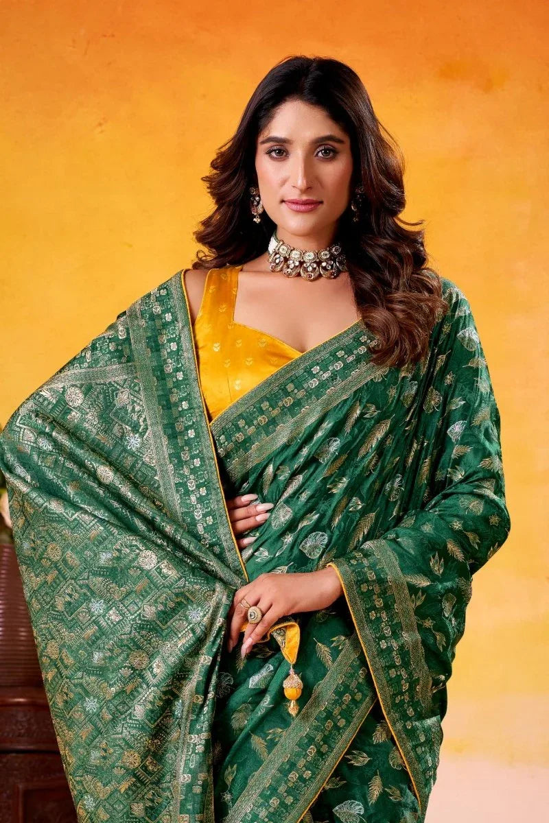 Fancy Dolla Silk Woven Design Work Handloom Silk Saree With Blouse Piece - EZBER