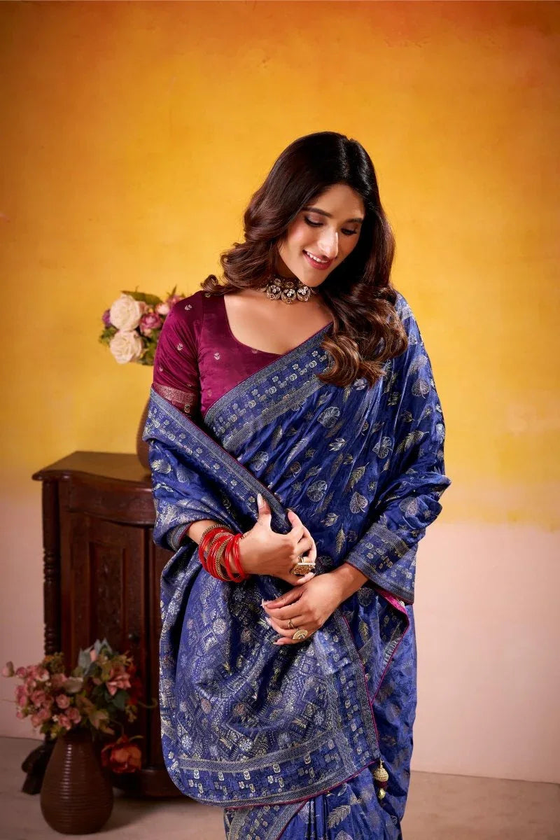 Fancy Dolla Silk Woven Design Work Handloom Silk Saree With Blouse Piece - EZBER