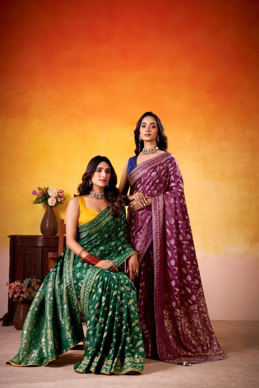 Fancy Dolla Silk Woven Design Work Handloom Silk Saree With Blouse Piece - EZBER