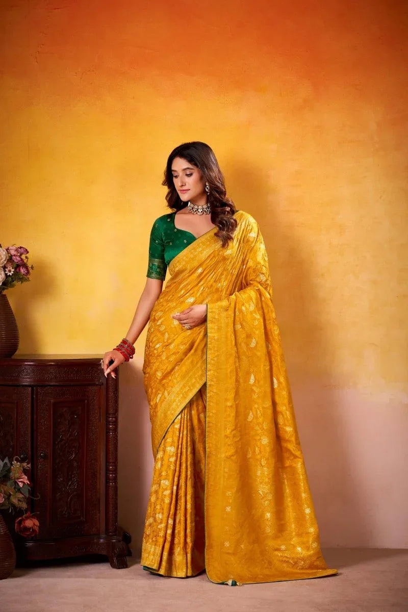 Fancy Dolla Silk Woven Design Work Handloom Silk Saree With Blouse Piece - EZBER