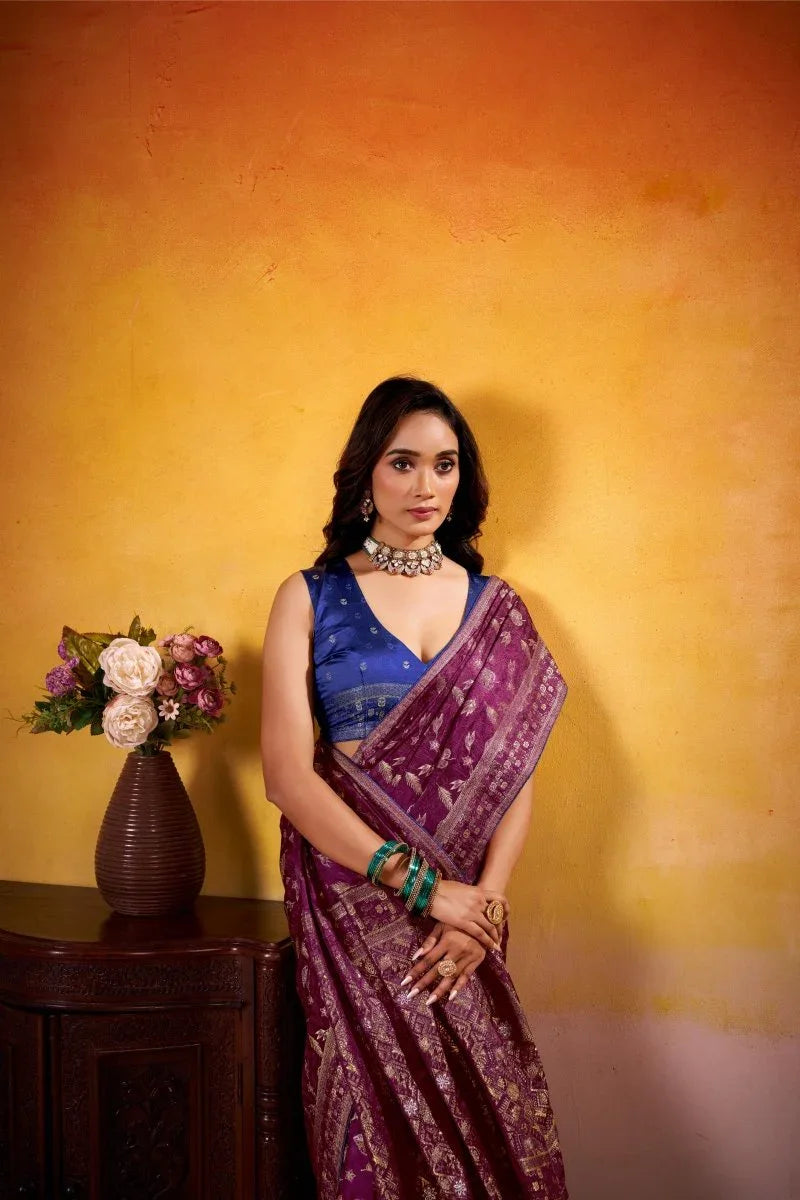 Fancy Dolla Silk Woven Design Work Handloom Silk Saree With Blouse Piece - EZBER