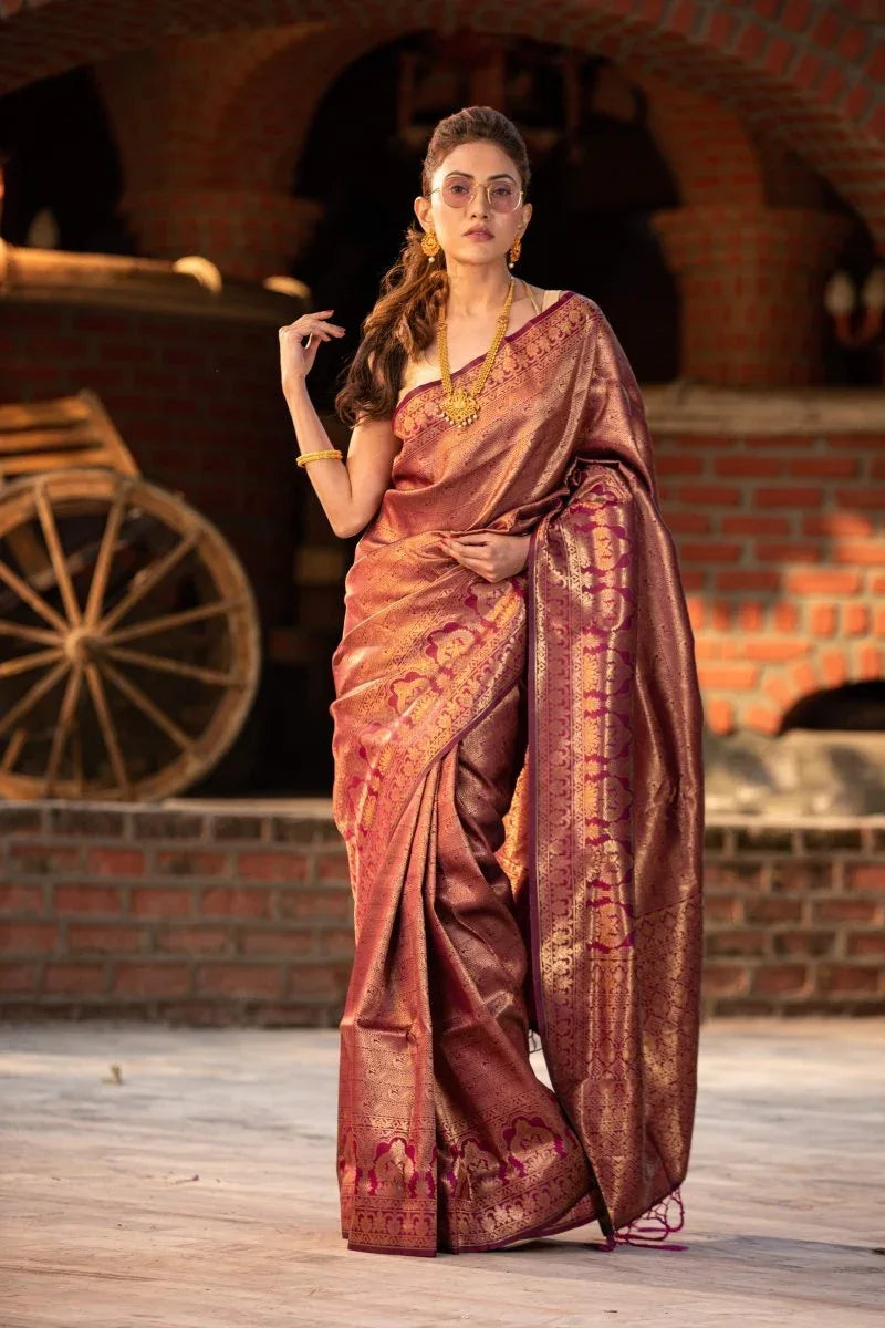 Fandango Purple Kanjivaram Saree - EZBER