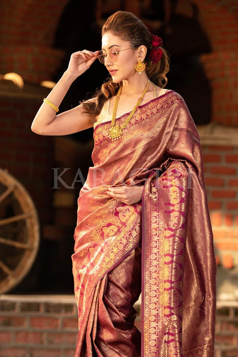 Fandango Purple Kanjivaram Saree - EZBER