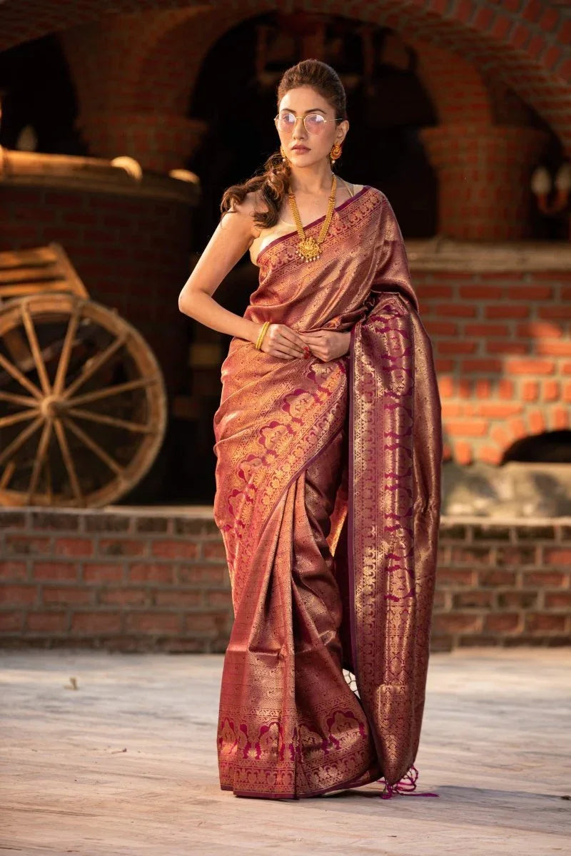 Fandango Purple Kanjivaram Saree - EZBER