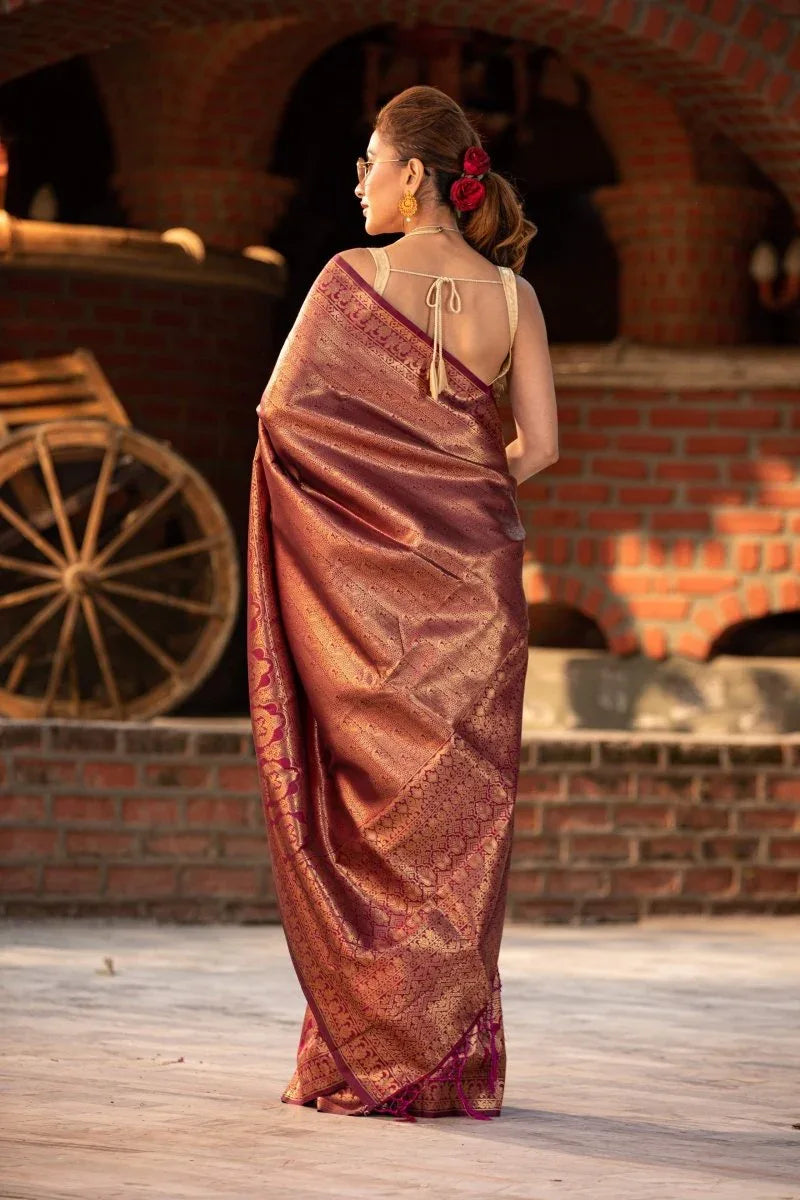 Fandango Purple Kanjivaram Saree - EZBER