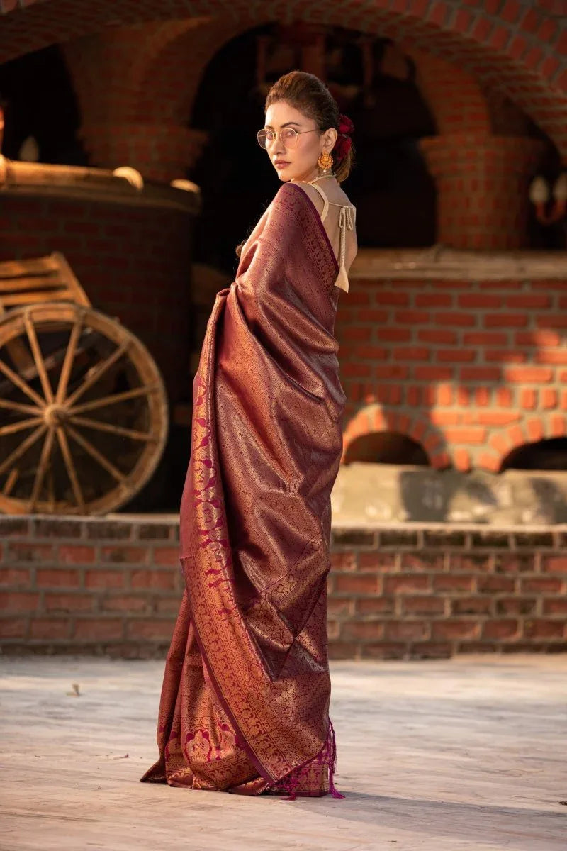 Fandango Purple Kanjivaram Saree - EZBER