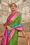 Fern Green Patola Saree - EZBER