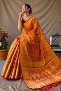Fire Yellow Patola Saree - EZBER
