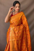 Fire Yellow Patola Saree - EZBER