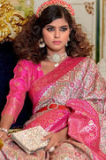 Flamingo Pink Banarasi Saree - EZBER