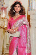Flamingo Pink Banarasi Saree - EZBER