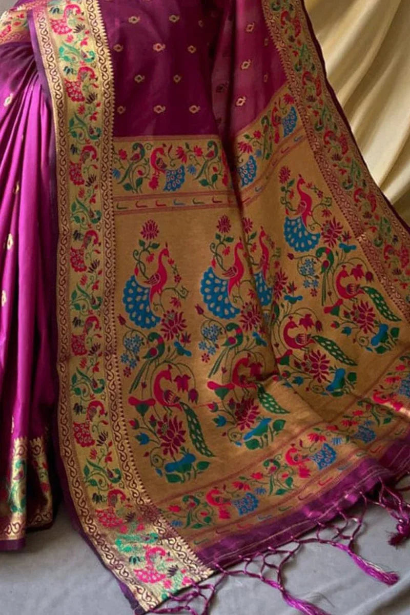 French Violet Paithani Saree - EZBER