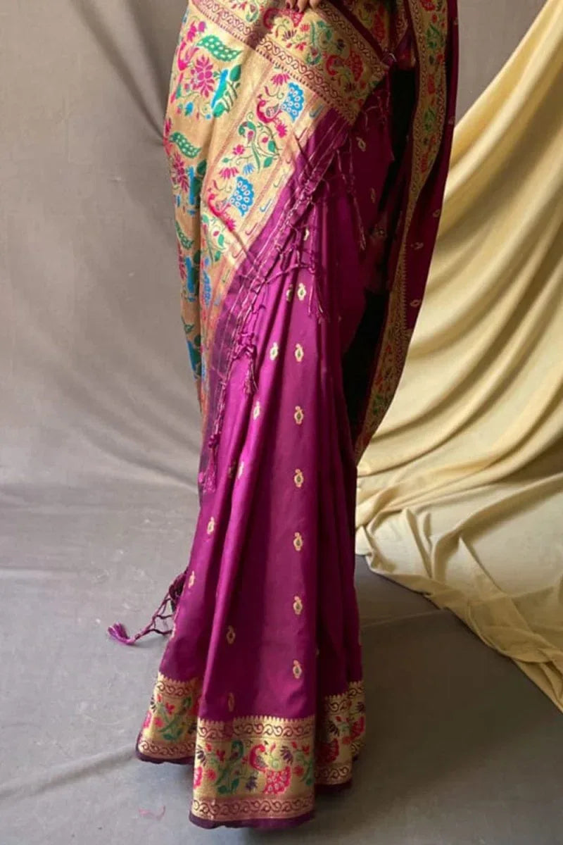 French Violet Paithani Saree - EZBER