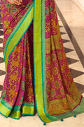 Garnet Pink Patola Saree - EZBER