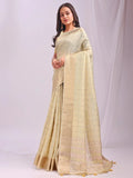Gold CASUAL CHECKS Organza Saree with Blouse Piece - EZBER
