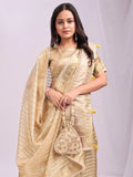 Gold CHICAGO Organza Saree with Blouse Piece - EZBER
