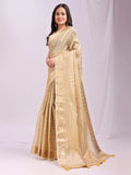 Gold CHICAGO Organza Saree with Blouse Piece - EZBER