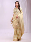 Gold PORTO Organza Saree with Blouse Piece - EZBER