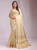 Gold PORTO Organza Saree with Blouse Piece - EZBER