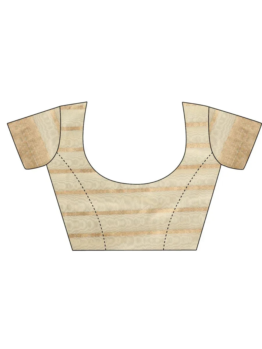 Gold PORTO Organza Saree with Blouse Piece - EZBER