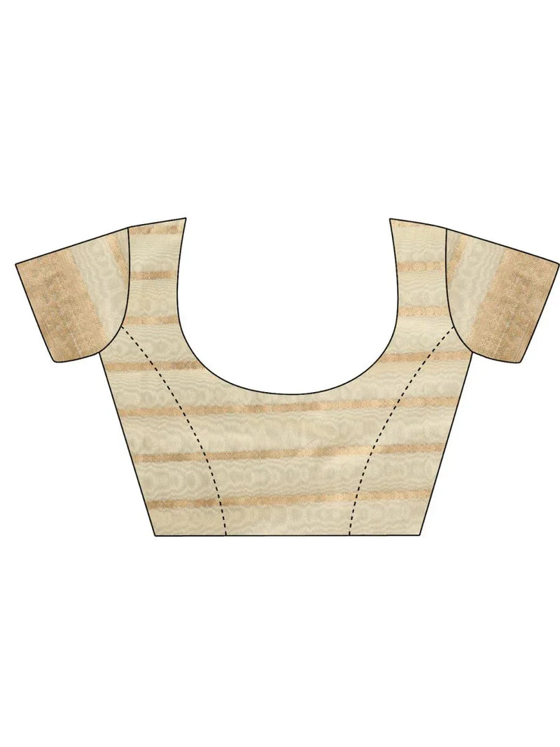 Gold PORTO Organza Saree with Blouse Piece - EZBER