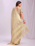Gold PORTO Organza Saree with Blouse Piece - EZBER