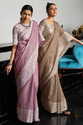 Grape Purple Linen Blend Saree - EZBER