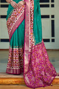 Green And Pink Patola Saree - EZBER