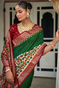 Green And Red Patola Saree - EZBER