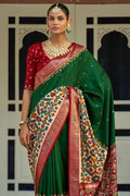 Green And Red Patola Saree - EZBER