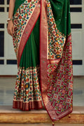 Green And Red Patola Saree - EZBER