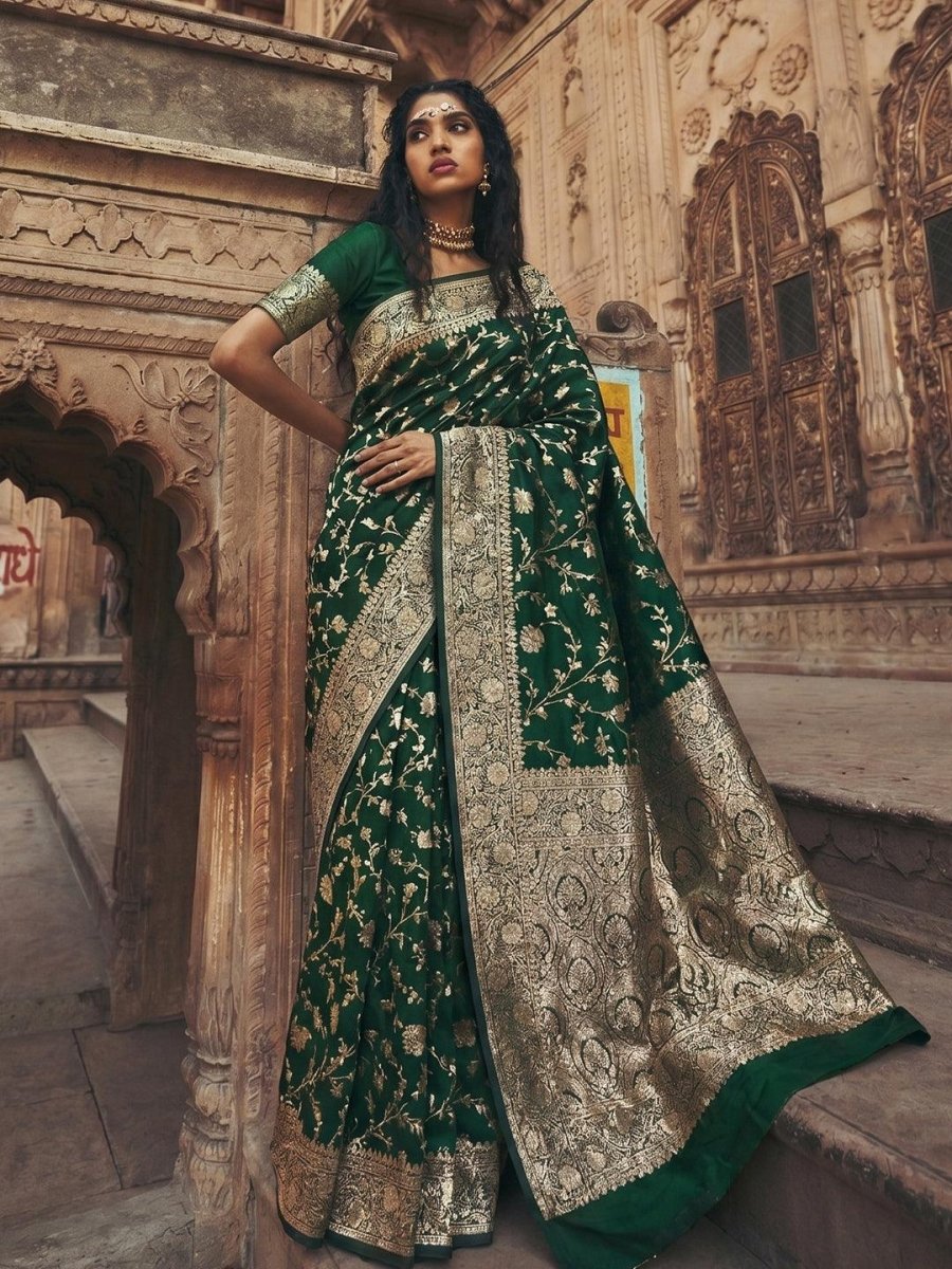 Green Art Silk Brocade Saree | EZB SI04 SUMKD1004 - EZBER