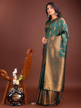 Green Banarasi Silk Brocade Saree | EZB SI04 ASPAL2004